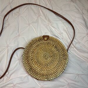 Tan Brown Woven Crossbody Bag